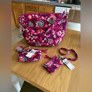 Vera Bradley Go Ahead Convertible Crossbody 4 Piece Set- Bloom Berry